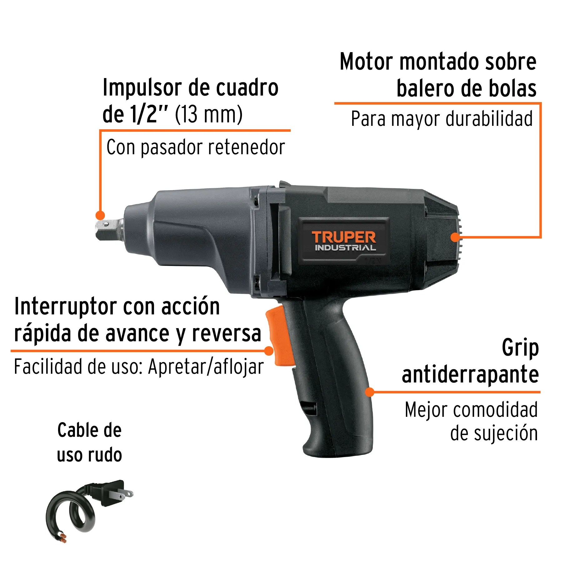 Llave De impacto 1/2" 900 W Industrial Truper